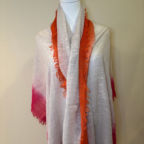 NWT Gaynor Grinta Dyed Scarf OS Multi/Beige - Picture 3 of 5